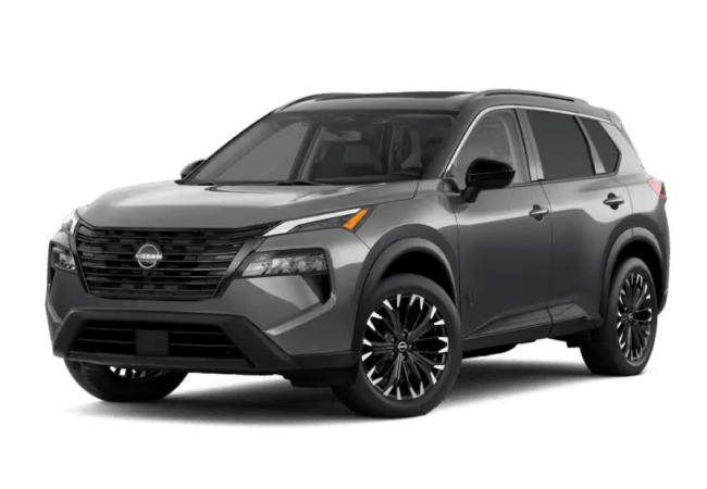 Front three-quarter view of a gray 2027 Nissan Rogue Dark Armor.