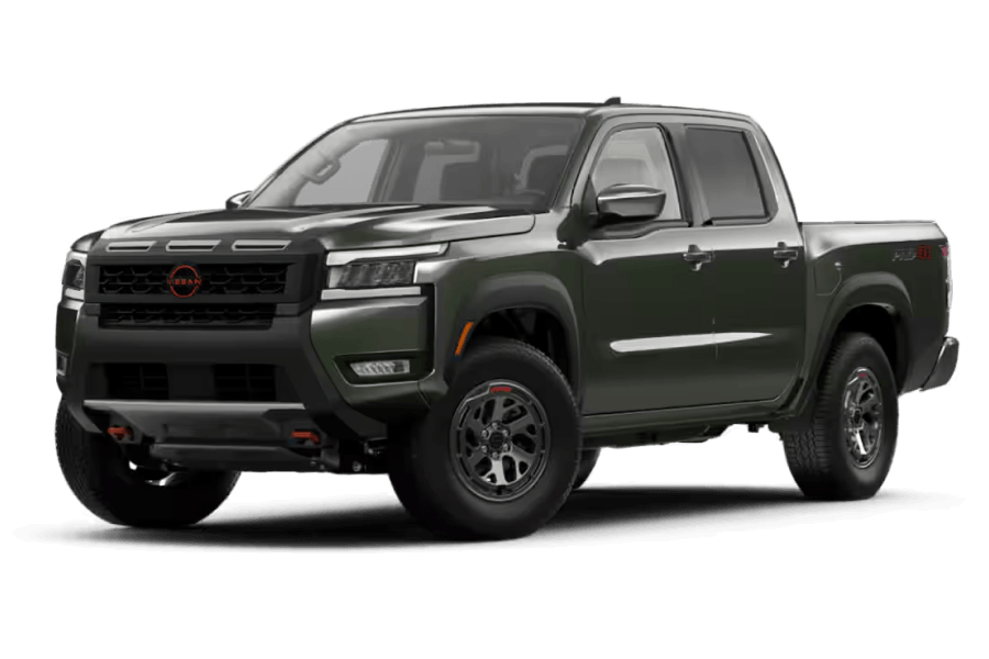 Nissan Frontier® PRO-4X® in Tactical Green in three quarter angle.