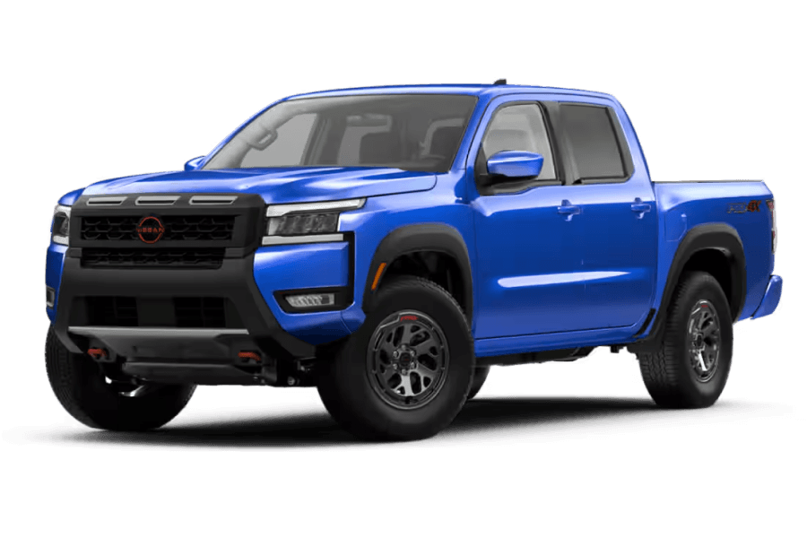 Nissan Frontier® PRO-4X® in Bluestone Pearl in three quarter angle.